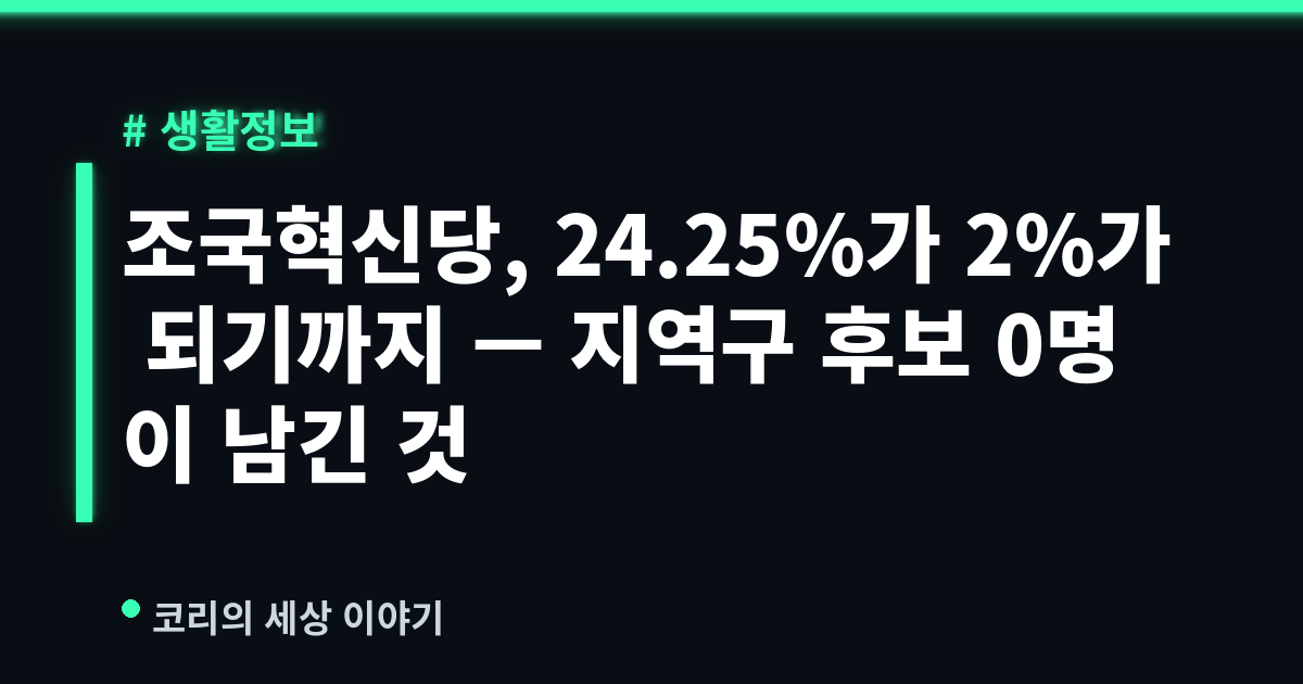 조국혁신당, 24.25%가 2%가 되기까지 — 지역구 후보 0명이 남긴 것