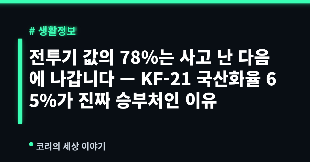전투기 값의 78%는 사고 난 다음에 나갑니다 — KF-21 국산화율 65%가 진짜 승부처인 이유