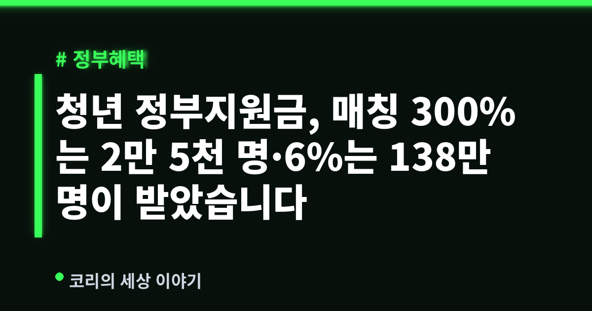 청년 정부지원금, 매칭 300%는 2만 5천 명·6%는 138만 명이 받았습니다