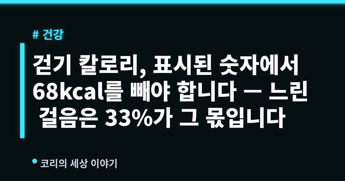 걷기 칼로리, 표시된 숫자에서 68kcal를 빼야 합니다 — 느린 걸음은 33%가 그 몫입니다