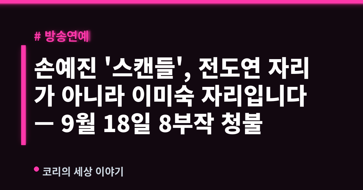 손예진 '스캔들', 전도연 자리가 아니라 이미숙 자리입니다 — 9월 18일 8부작 청불