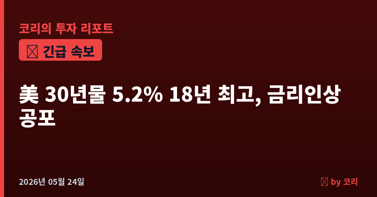속보 美 30년물 국채 5.2% 18년 최고, 연준 금리인상 확률 0→42.5% 폭등 - 현장 사진 1 속보 美 30년물 국채 5.2% 18년 최고, 연준 금리인상 확률 0→42.5% 폭등 - 현장 사진 1