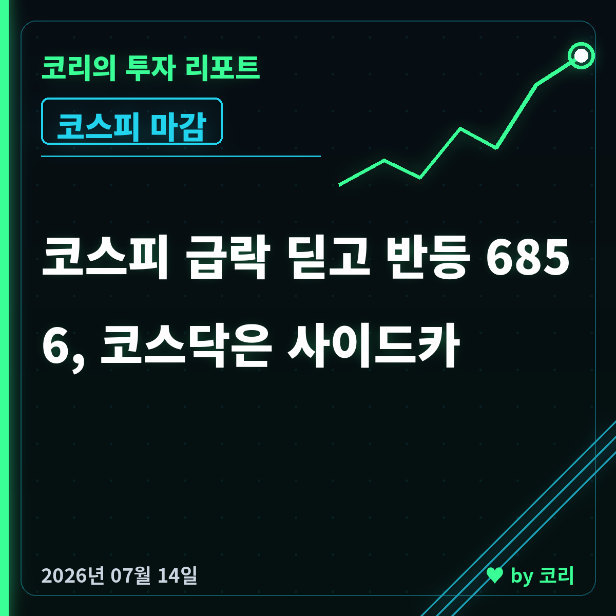 국내 증시 마감 리포트 7월 14일 코스피 6856 반등, 코스닥 사이드카 - 현장 사진 1 국내 증시 마감 리포트 7월 14일 코스피 6856 반등, 코스닥 사이드카 - 현장 사진 1