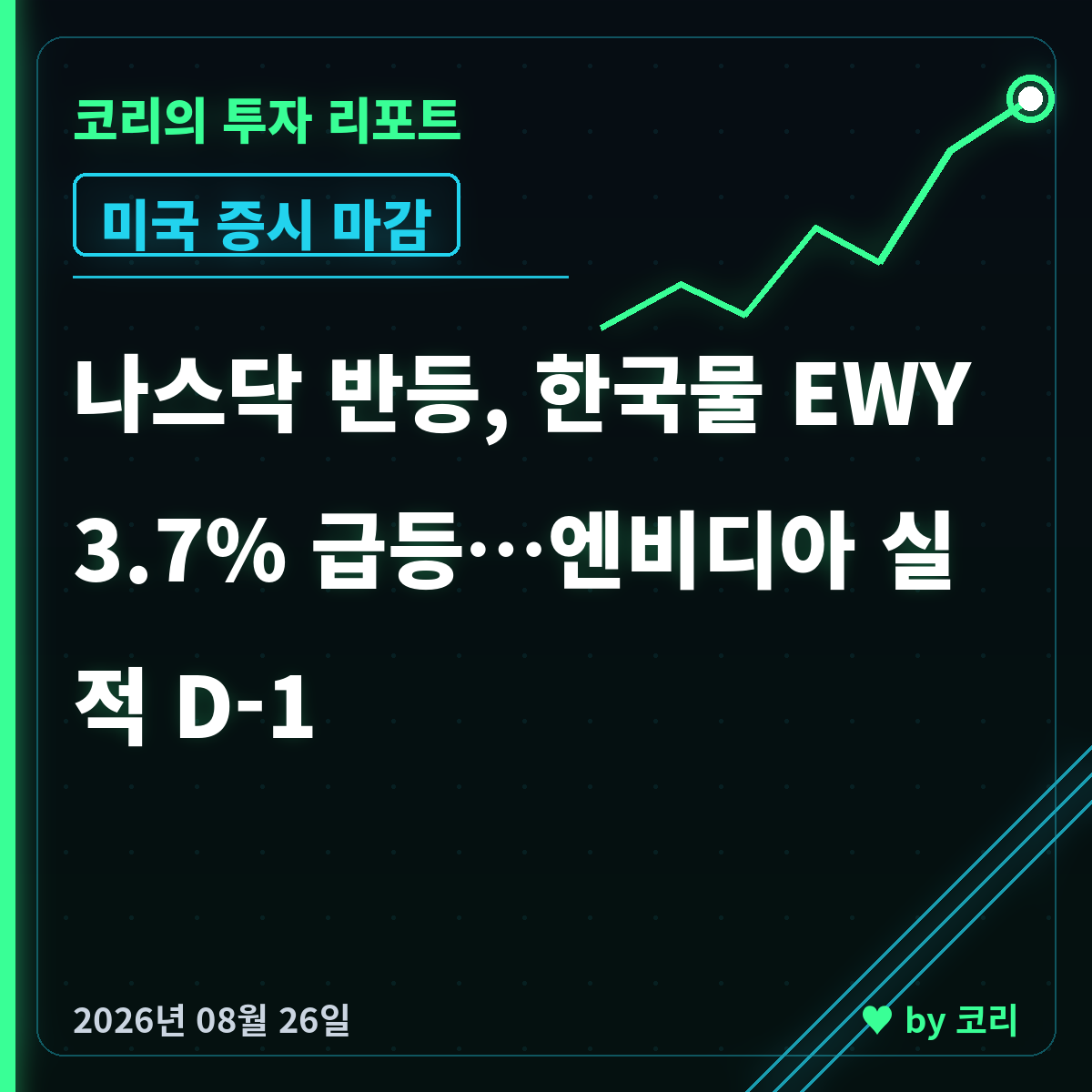 미국 증시 마감 8월 26일 나스닥 반등, EWY 3.9% 급등 - 현장 사진 1 미국 증시 마감 8월 26일 나스닥 반등, EWY 3.9% 급등 - 현장 사진 1