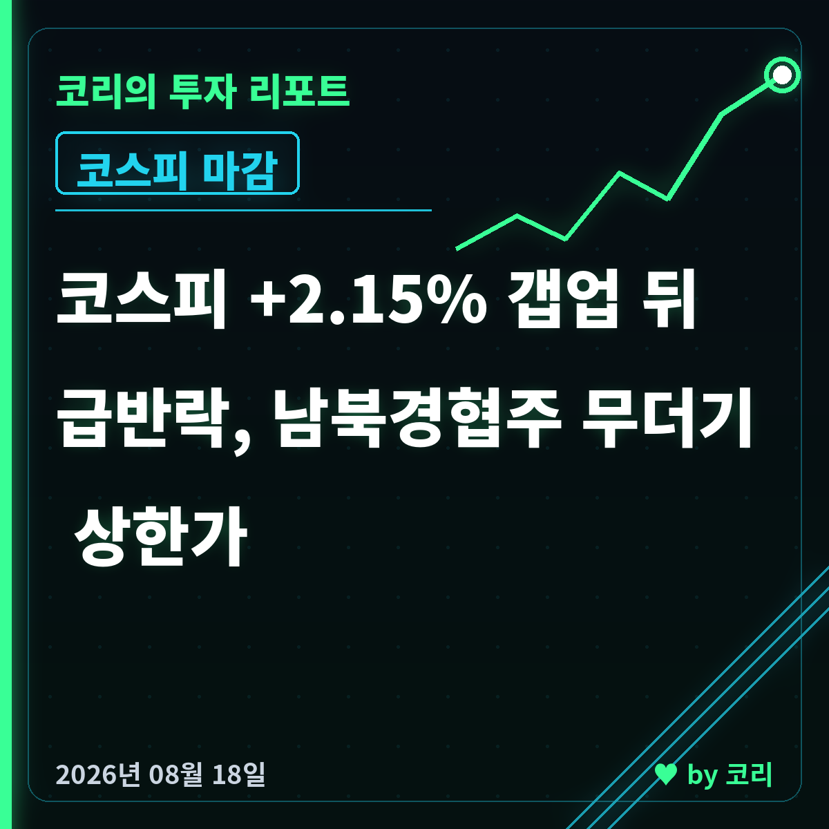 국내 증시 마감 8월 18일화 코스피 급반락, 남북경협주 상한가 - 현장 사진 1