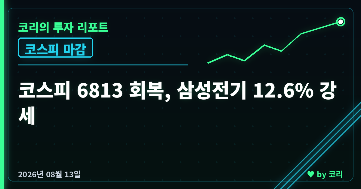 국내 증시 마감 8월 13일 코스피 6813, 삼성전기 12.6% 강세 - 현장 사진 1