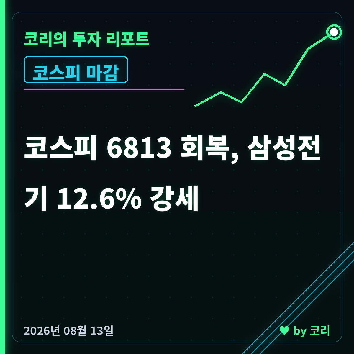 국내 증시 마감 8월 13일 코스피 6813, 삼성전기 12.6% 강세 - 현장 사진 1 국내 증시 마감 8월 13일 코스피 6813, 삼성전기 12.6% 강세 - 현장 사진 1