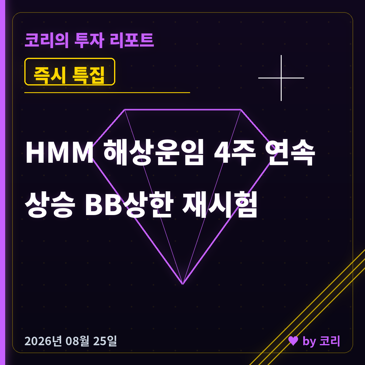 즉시 특집 HMM — 해상운임 4주 연속 상승, 볼린저 상한 재시험 - 현장 사진 1 즉시 특집 HMM — 해상운임 4주 연속 상승, 볼린저 상한 재시험 - 현장 사진 1