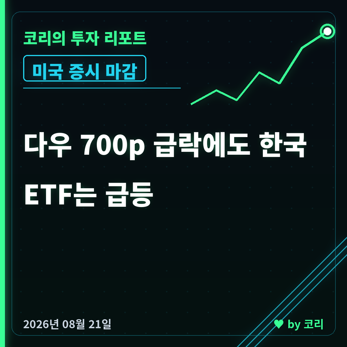 미국 증시 마감 8월 21일금 다우 700p 급락, 한국 ETF 급등 - 현장 사진 1 미국 증시 마감 8월 21일금 다우 700p 급락, 한국 ETF 급등 - 현장 사진 1