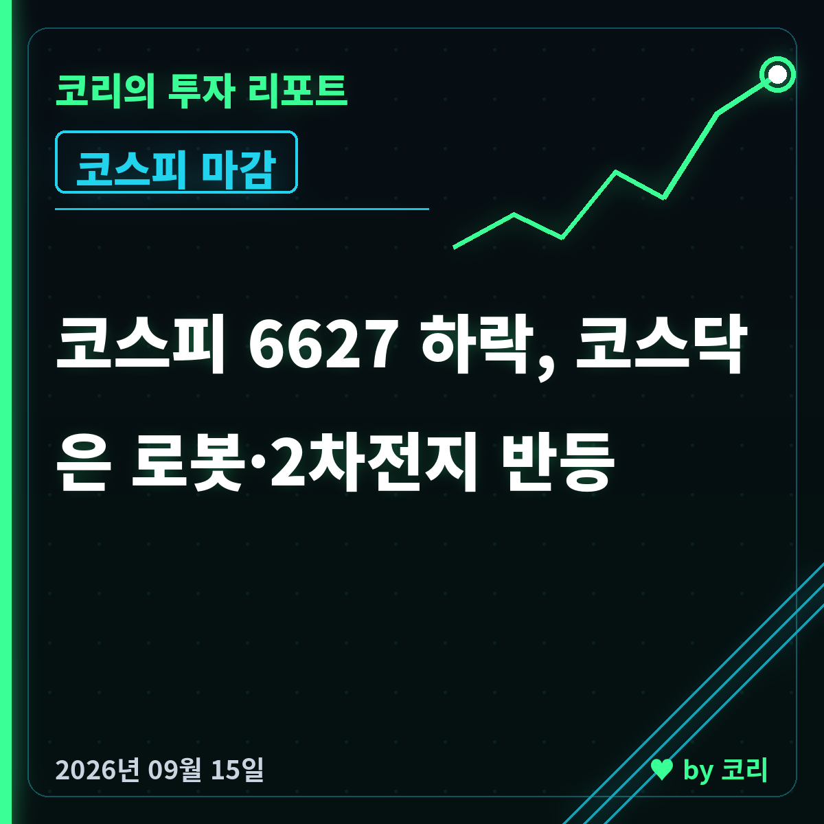국내 증시 마감 리포트 9월 15일 코스피 6627 하락, 코스닥 반등 - 현장 사진 1 국내 증시 마감 리포트 9월 15일 코스피 6627 하락, 코스닥 반등 - 현장 사진 1